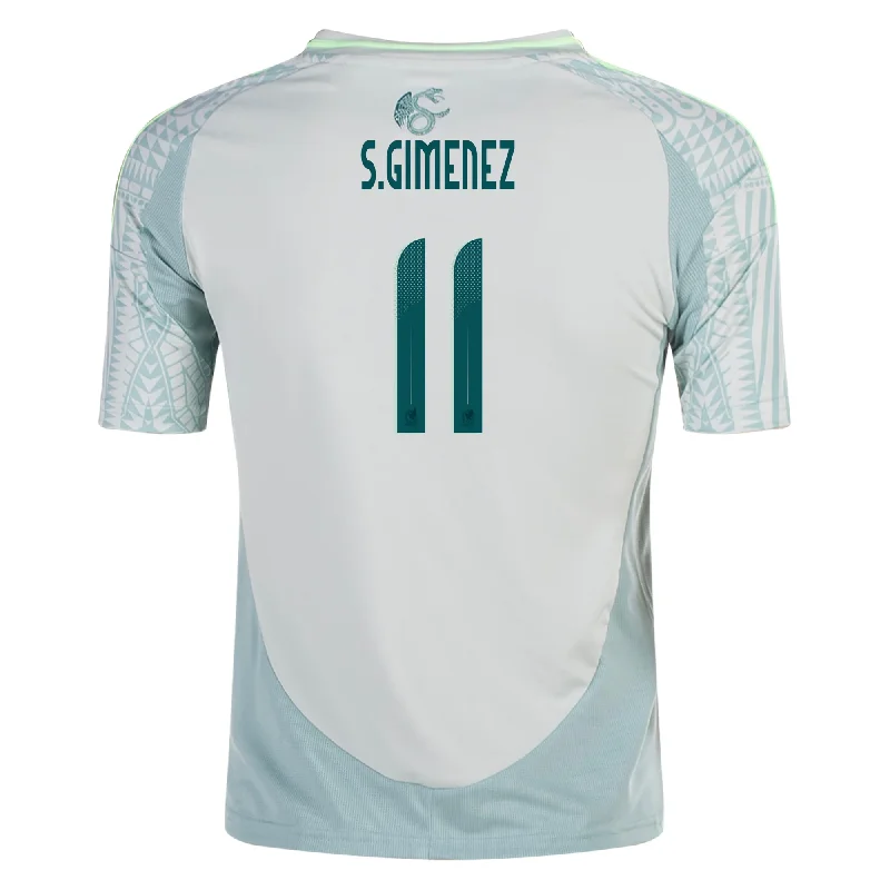 adidas Youth Mexico Santiago Giménez Away Jersey 24/25 (Linen Green) Unique Men's Upcycled