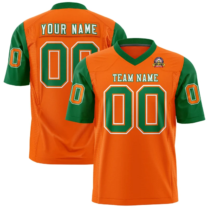 Custom Orange Kelly Green Personalized Raglan Sleeves Design Authentic Football Jersey Streetwear Style