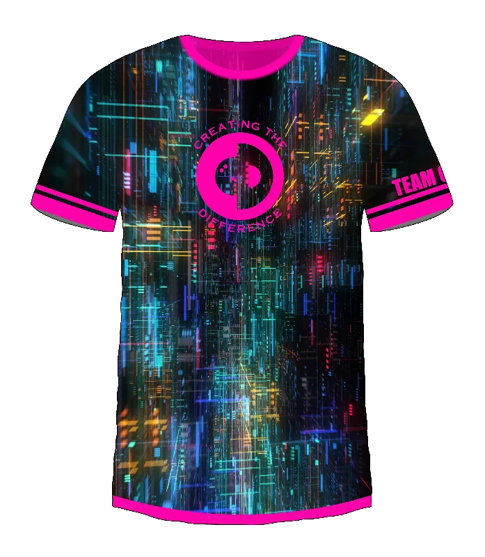 Digital Map Pink Jersey Unique Men's Upcycled