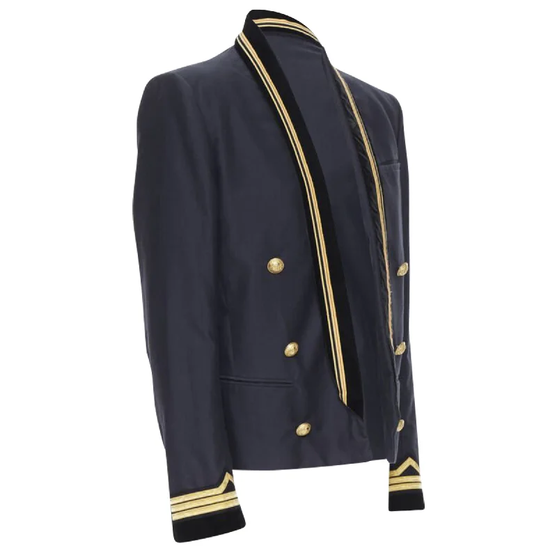 Balmain cotton velvet military shawl collar double breasted jacket Bold Men's Statement