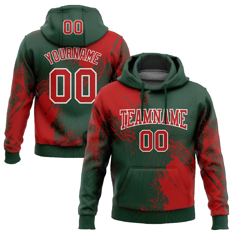 Custom Stitched Green Red-White 3D Pattern Design Abstract Brush Stroke Sports Pullover Sweatshirt Hoodie Preppy Men's College