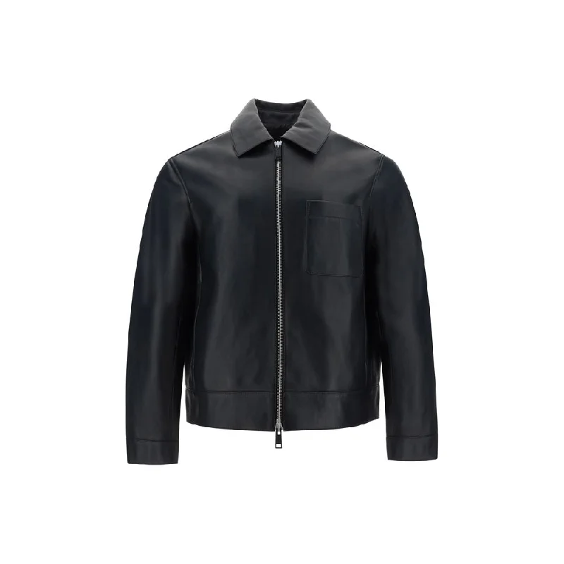 Yves Salomon Leather Men's Jacket Unique Men's Patch