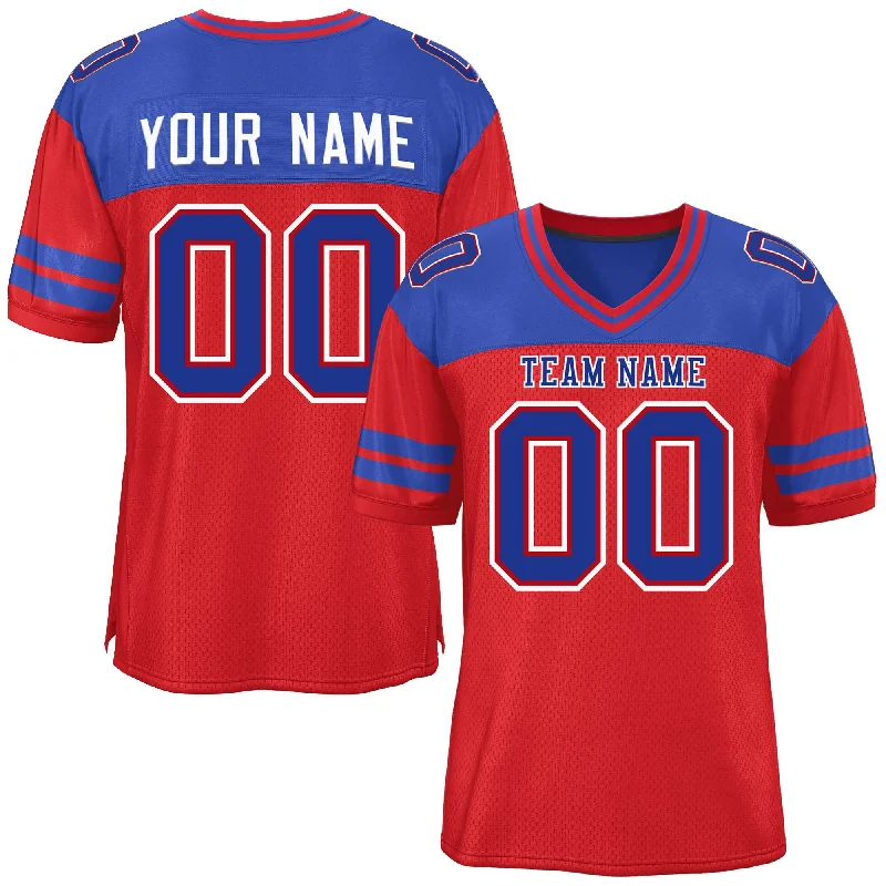 Custom Red Royal Personalized Color Block Authentic Football Jersey Modern Men's Geometric