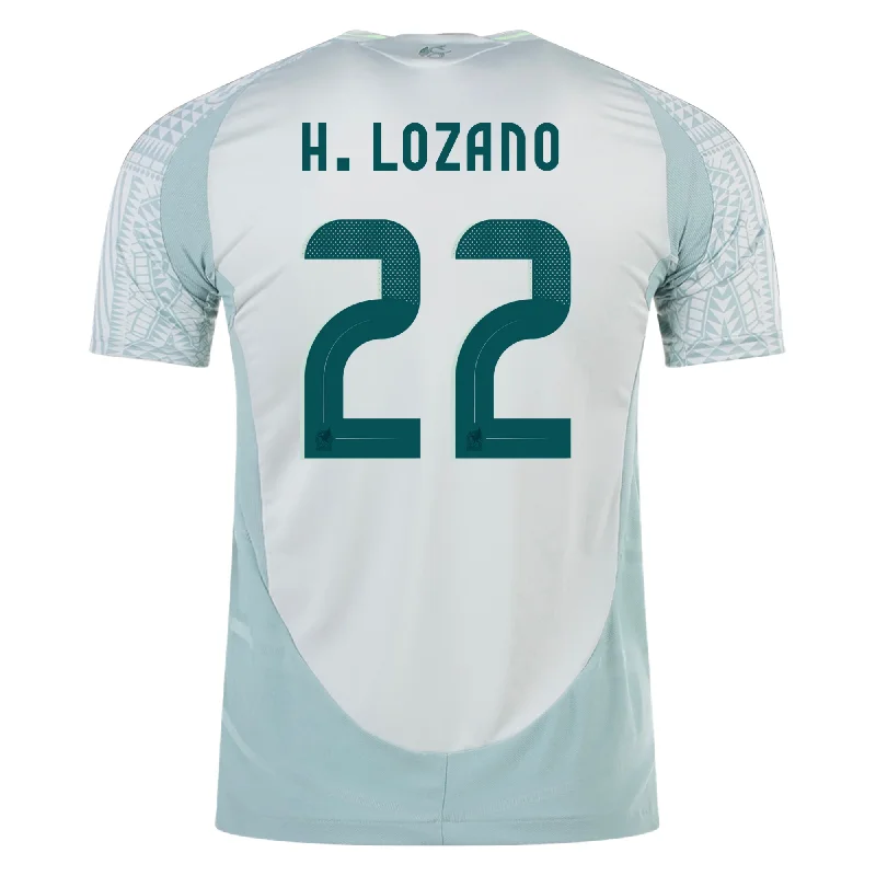 adidas Mens Mexico Authentic Hirving Lozano Away Jersey 24/25 (Linen Green) Artistic Men's Hand