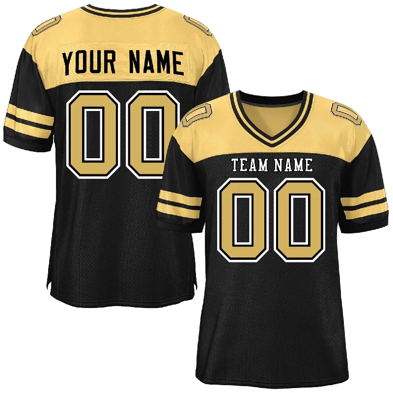 Custom Black Khaki Personalized Color Block Authentic Football Jersey Dynamic Men's High