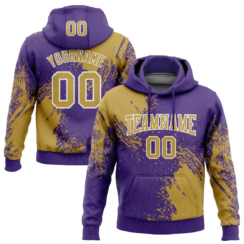 Custom Stitched Purple Old Gold-White 3D Pattern Design Abstract Brush Stroke Sports Pullover Sweatshirt Hoodie Bohemian Men's Free