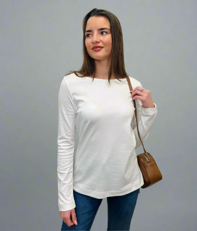 White Plain Long Sleeve Top Monochromatic All