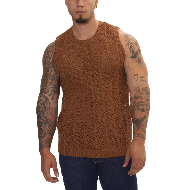 RNT23 crochet muscle tank brown Sharp Men's Italian