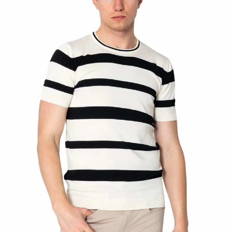 RNT23 Striped knit t-shirt off-white Organic