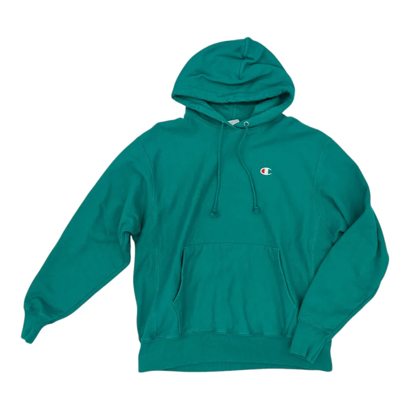 Athletic Sweatshirt Hoodie By Champion In Green, Size:L Organic