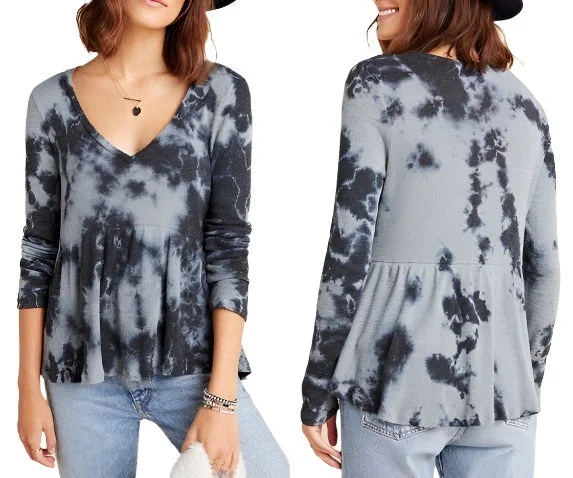 TLA Tie Dye Peplum Long Sleeve Laid