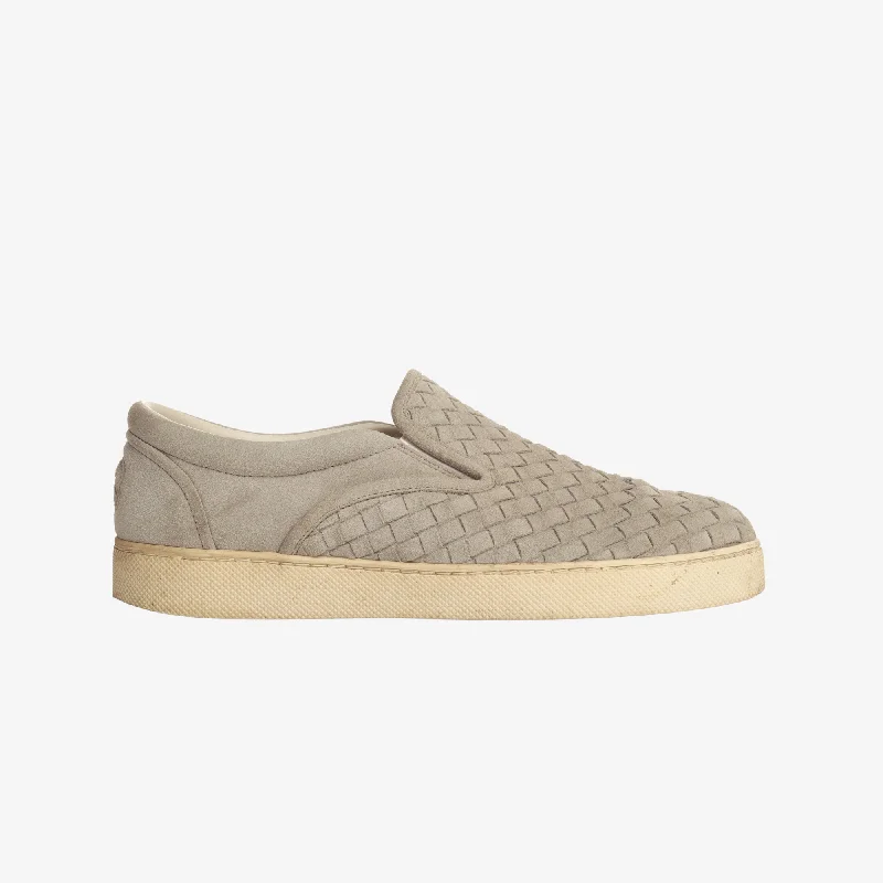 Pleated Suede Slip On Unique Men's Patch