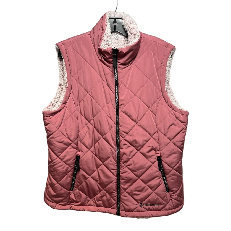 Fleece Lined Vest Puffer & Quilted By Free Country In Pink, Size: 1x Casual Men's Loose