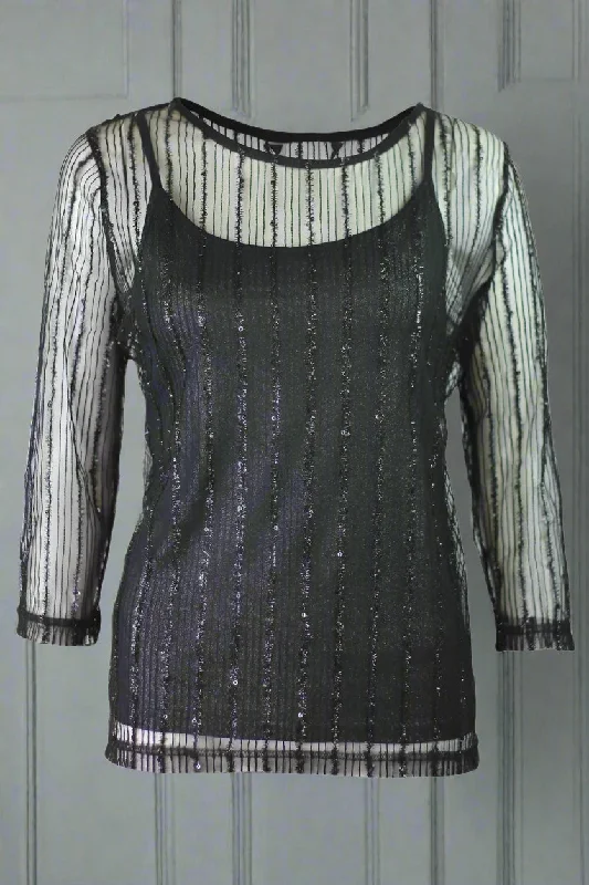 Black Sparkle Top & Cami Masculine Men's 