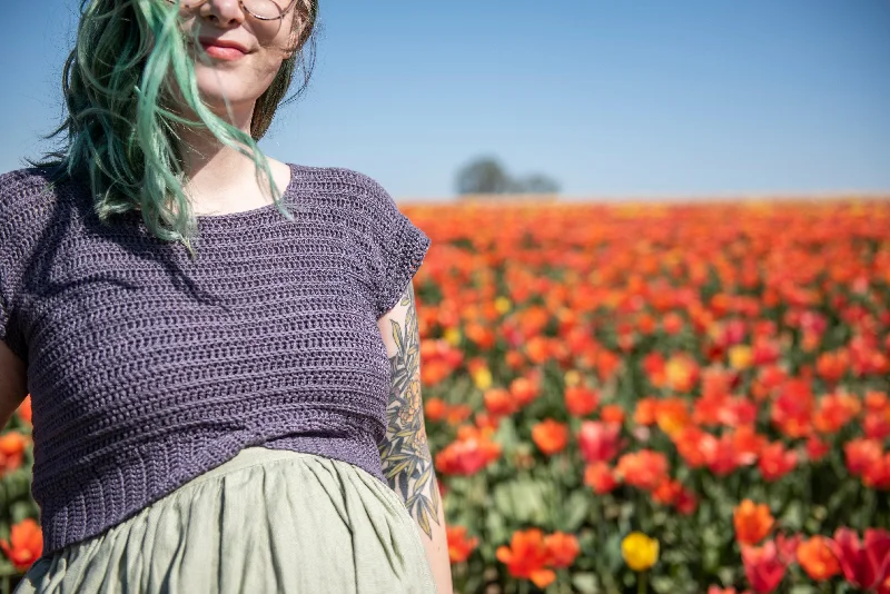 Chickadee Crop Tee (Crochet) Hip Men's Retro