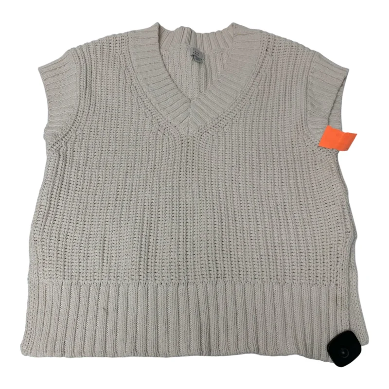 Vest Sweater By A New Day In Cream, Size: Xs Polished Men's Satin