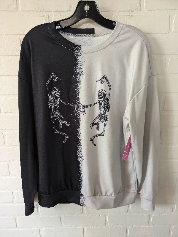 Black & Grey Top Long Sleeve Skeleton Halloween, Size M Sophisticated Men's 