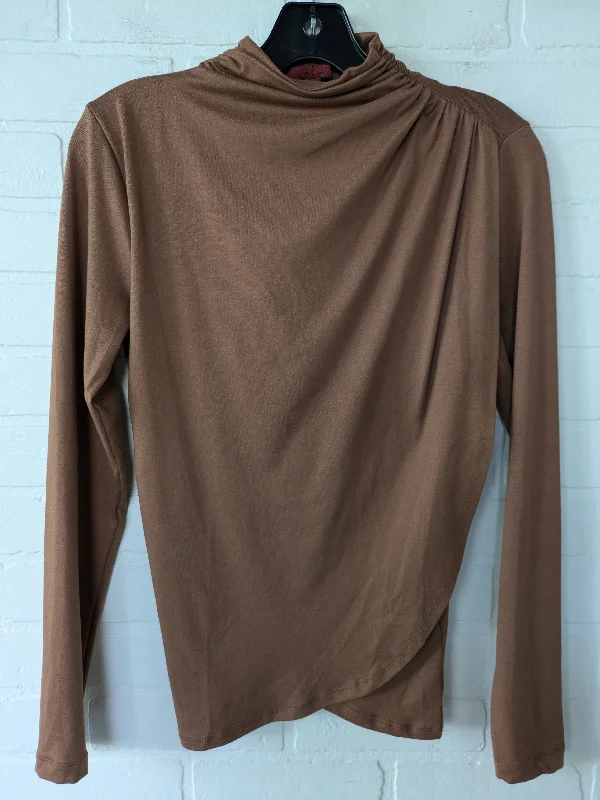 Brown Top Long Sleeve Basic Bke, Size S Laid