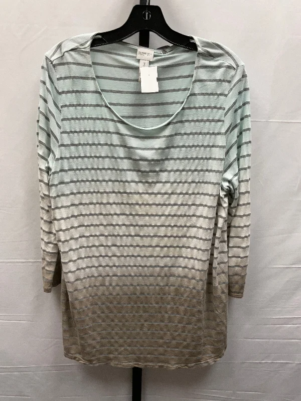 Striped Pattern Top Long Sleeve Zenergy By Chicos, Size Xl Modern Men's Geometric