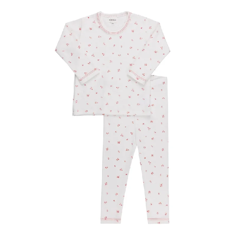 Ely’s & Co Organic Cotton Cluster Flower Collection - Ivory/Pink - Lounge Set Dapper Men's Bow