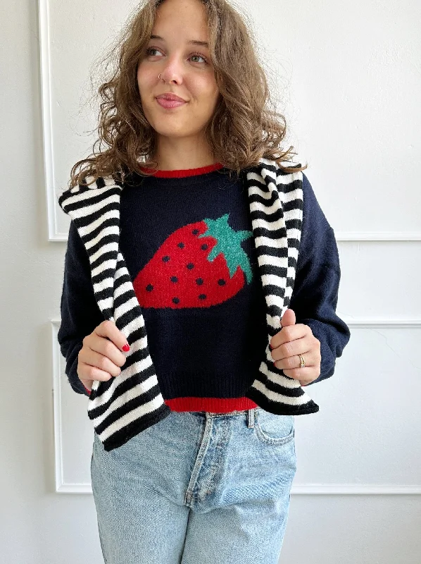 Stitched Strawberry Sweater Modern Men's Geometric