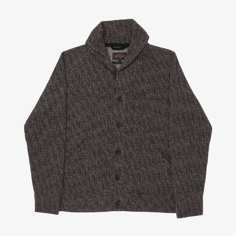 Herringbone Shawl Collar Cardigan Luxurious Men's High