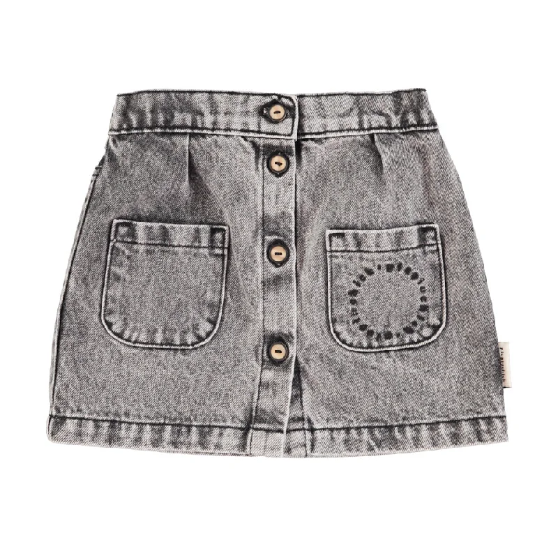 Piupiuchick Short Skirt | Washed Black Denim Beach