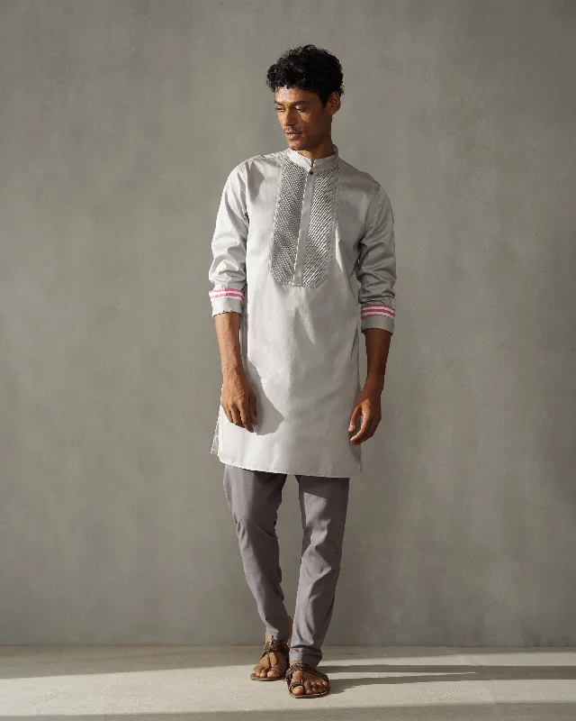 Raat Kurta - Grey Sophisticated Men's 