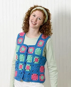 Granny Square Vest (Crochet) Sporty Men's Tennis