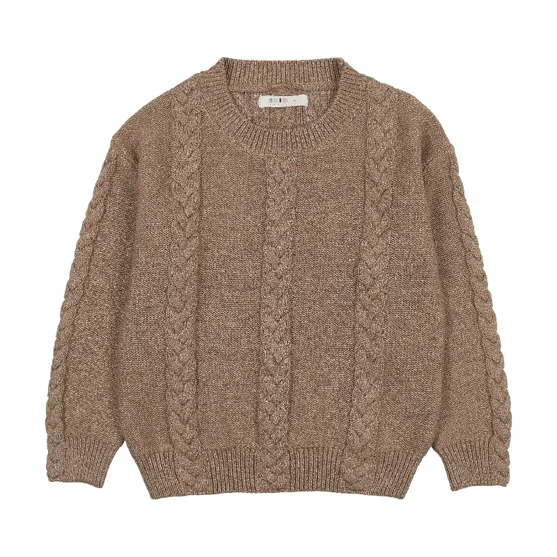 Coco Blanc Cabled Crew Sweater Mocha Laid