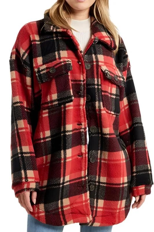 Plaid Fleece Jacket Tough Men's Military