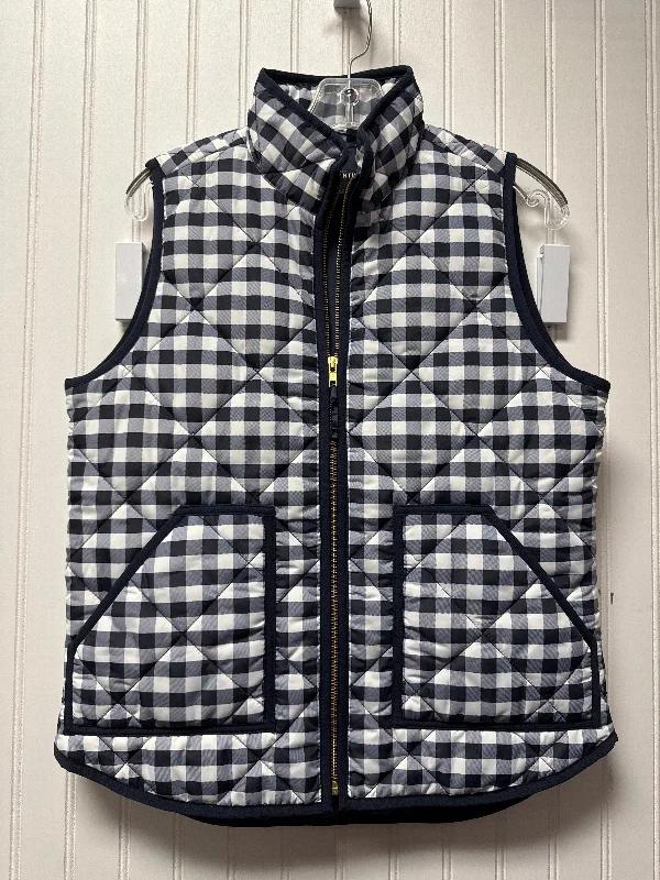 Vest Puffer & Quilted By J. Crew In Blue & White, Size: S Vintage Men's 1970S Disco