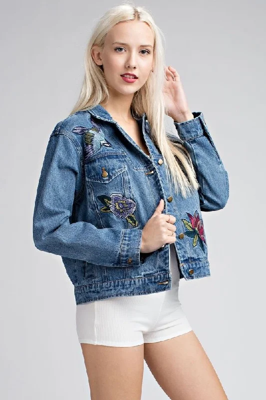 Honey Punch Embroidered Denim Jacket AT0048 Casual Men's Japanese 