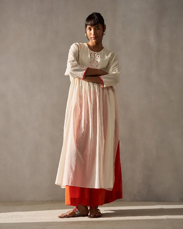 Sara Gathered Kurta - Ivory Edgy Men's Punk