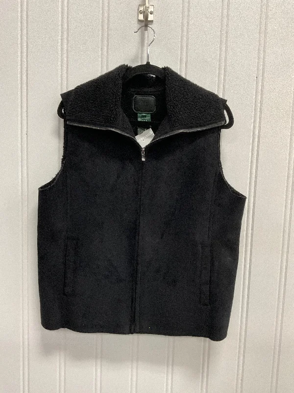 Vest Faux Fur & Sherpa By Lauren By Ralph Lauren In Black, Size:L Tailored