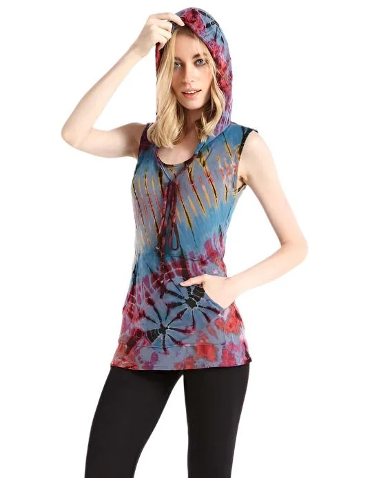 Kathmandu Tie Dye Hooded Tank TH1206 Unique Men's Patch