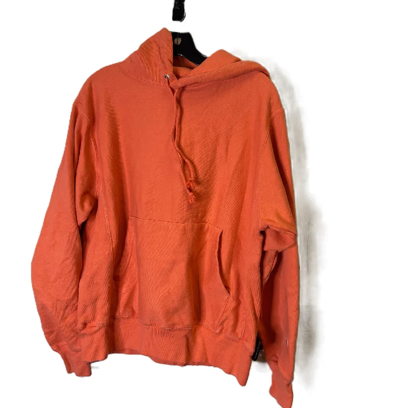 Athletic Sweatshirt Hoodie By Champion In Orange, Size: M Tailored