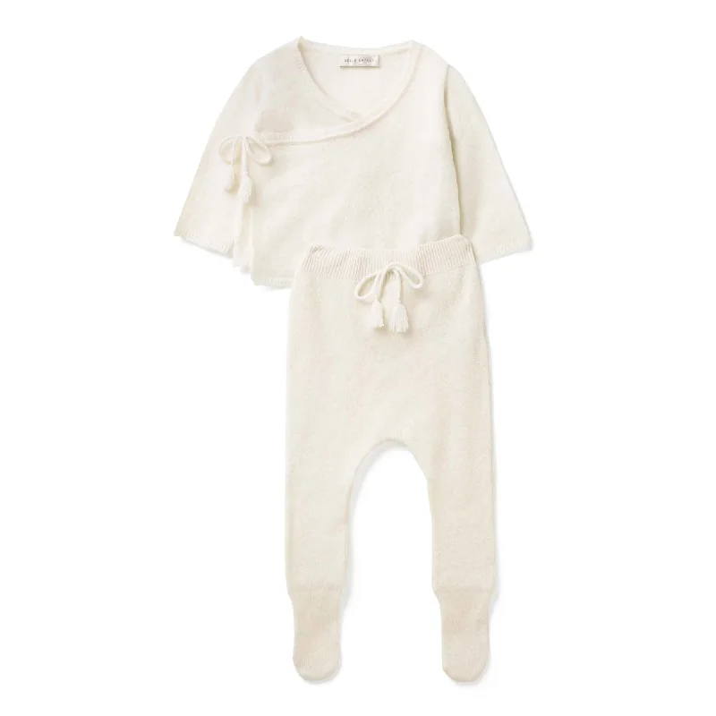 Belle Enfant Wrap Top & Leggings Set - Snow White Monochromatic All