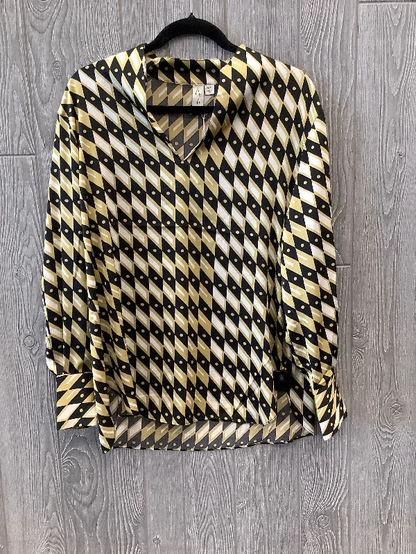 Black & Yellow Top Long Sleeve Joie, Size Petite   S Streetwear Style