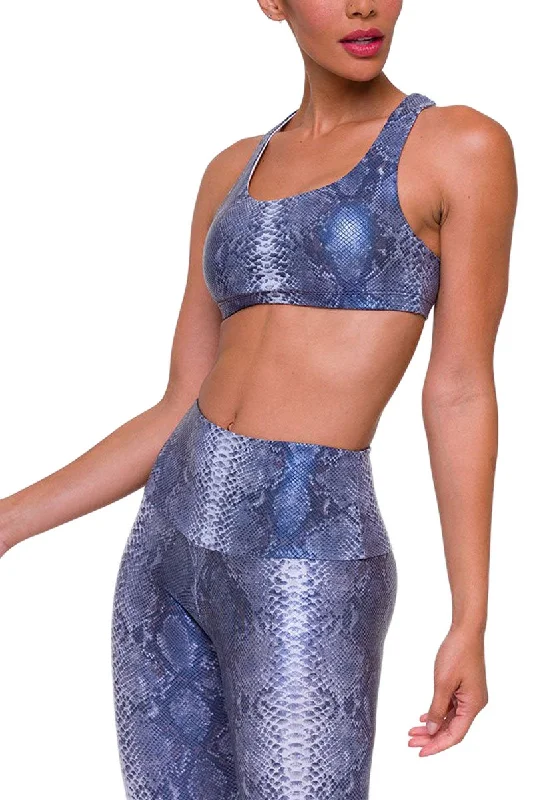 Onzie Hot Yoga Mudra Bra 3098 Blue Mamba Foil Casual Men's Japanese 