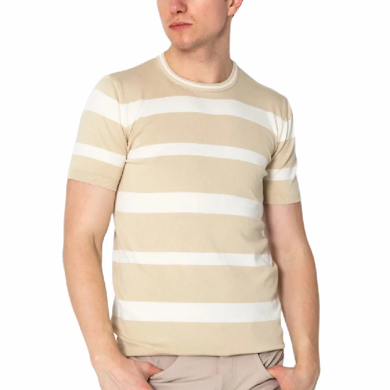 RNT23 Striped knit t-shirt beige Tailored