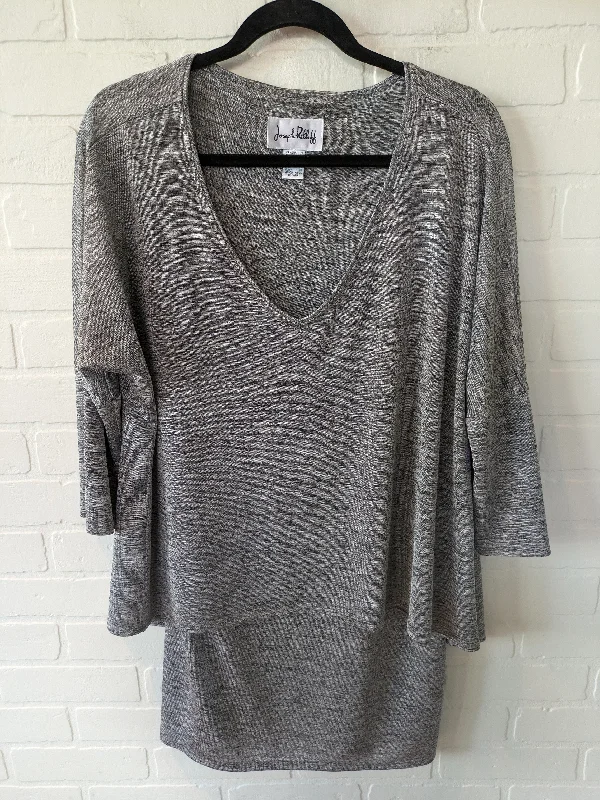 Grey Top 3/4 Sleeve Joseph Ribkoff, Size L British Gentleman Style