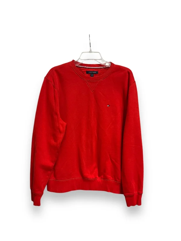 Sweatshirt Crewneck By Tommy Hilfiger In Red, Size: L Unique Men's Upcycled