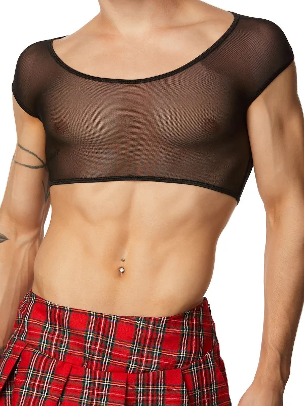 Mesh Crop Top Trendy Men's Scandinavian