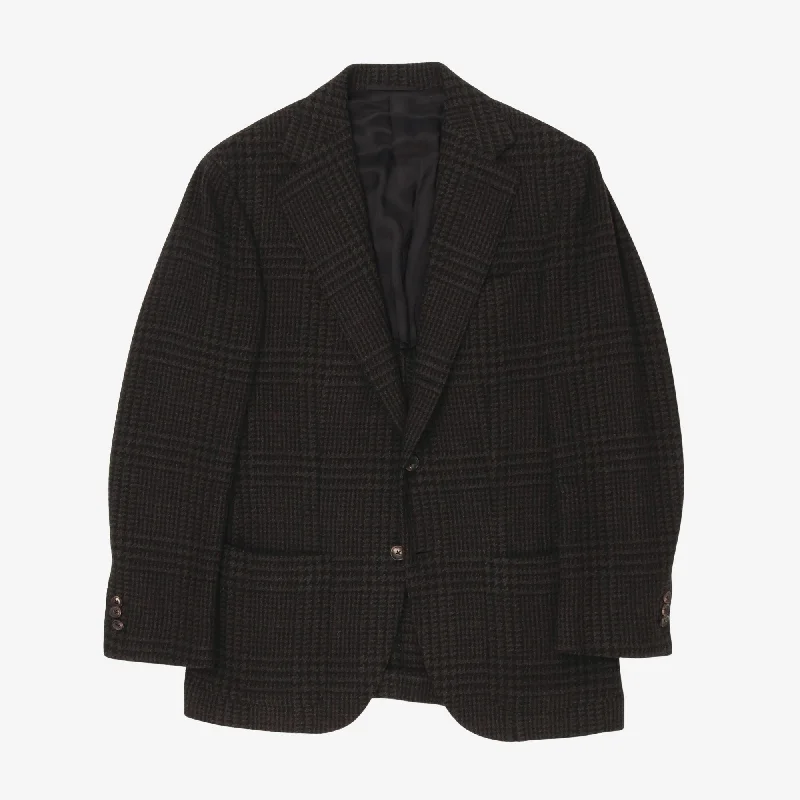 Check Wool Blazer Elegant Men's Cashmere